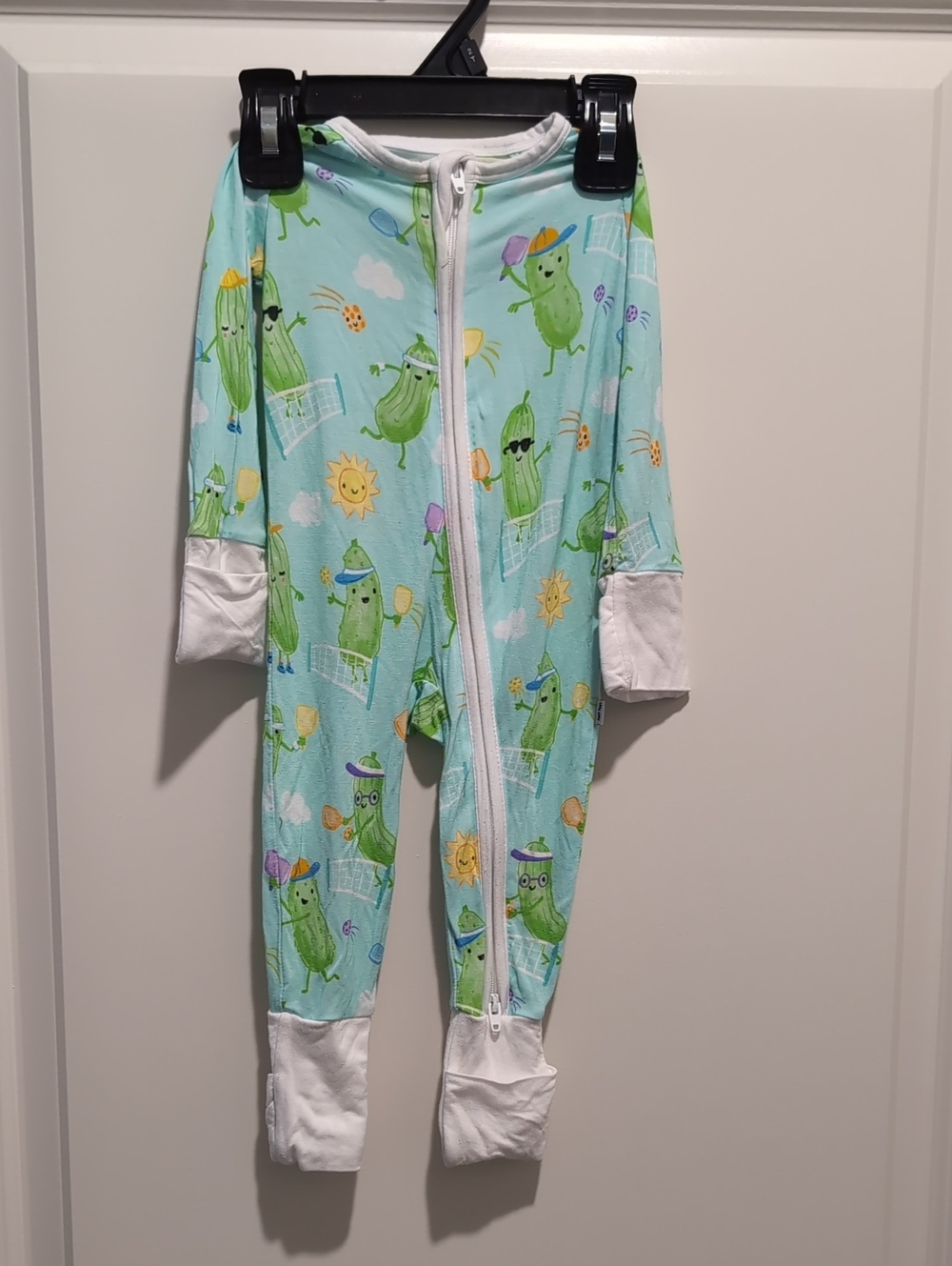 Little Sleepies Light Blue Pickle Print One-Piece Footie